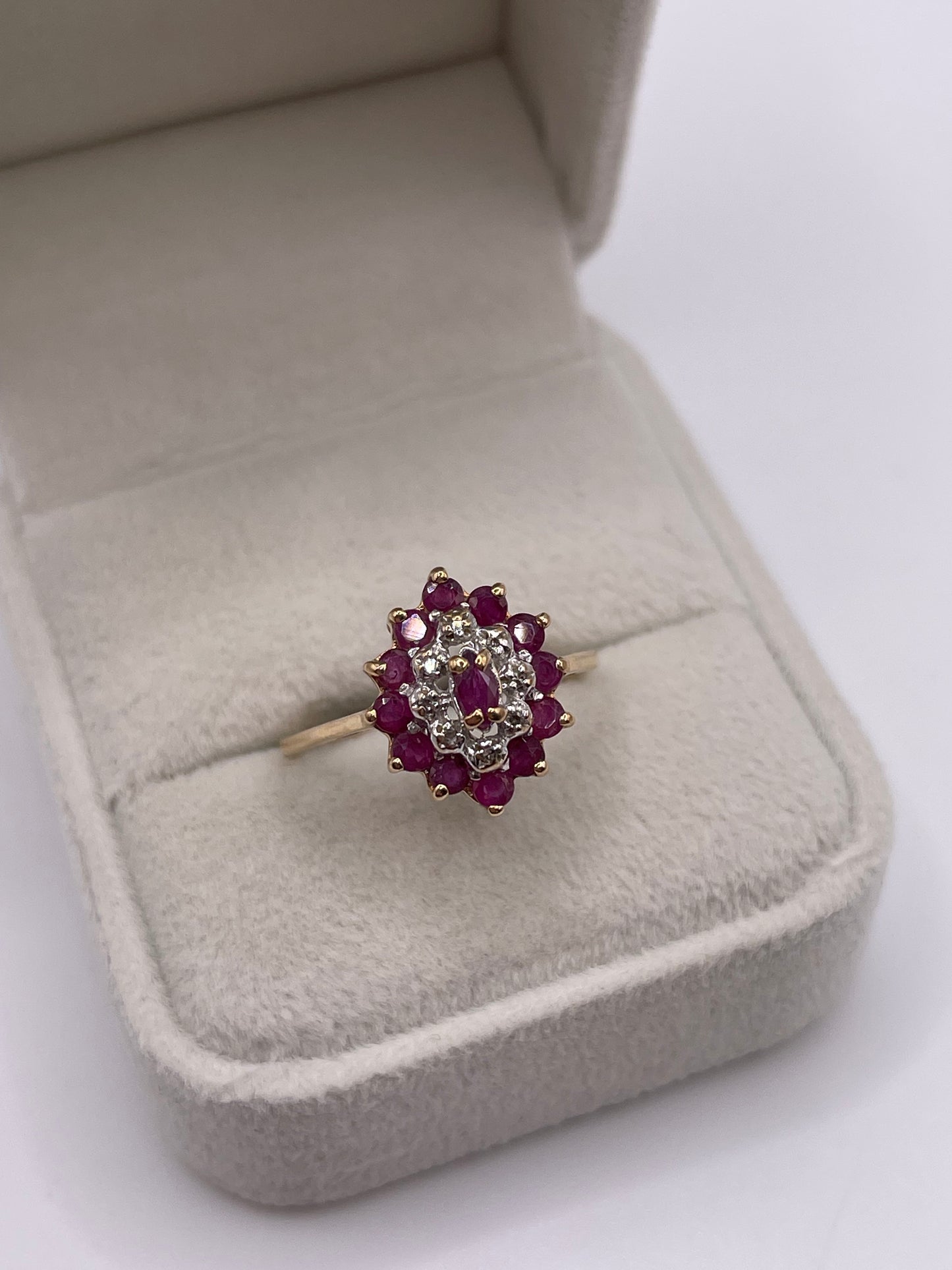 9ct gold ruby and diamond ring