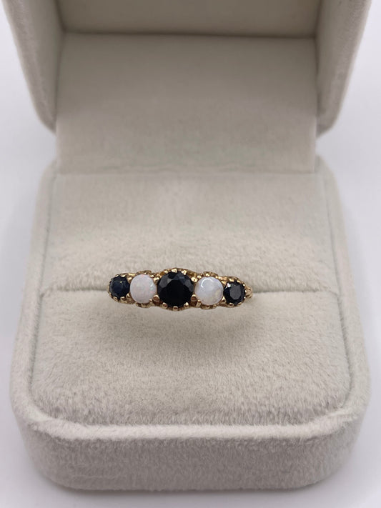 9ct gold sapphire and opal ring