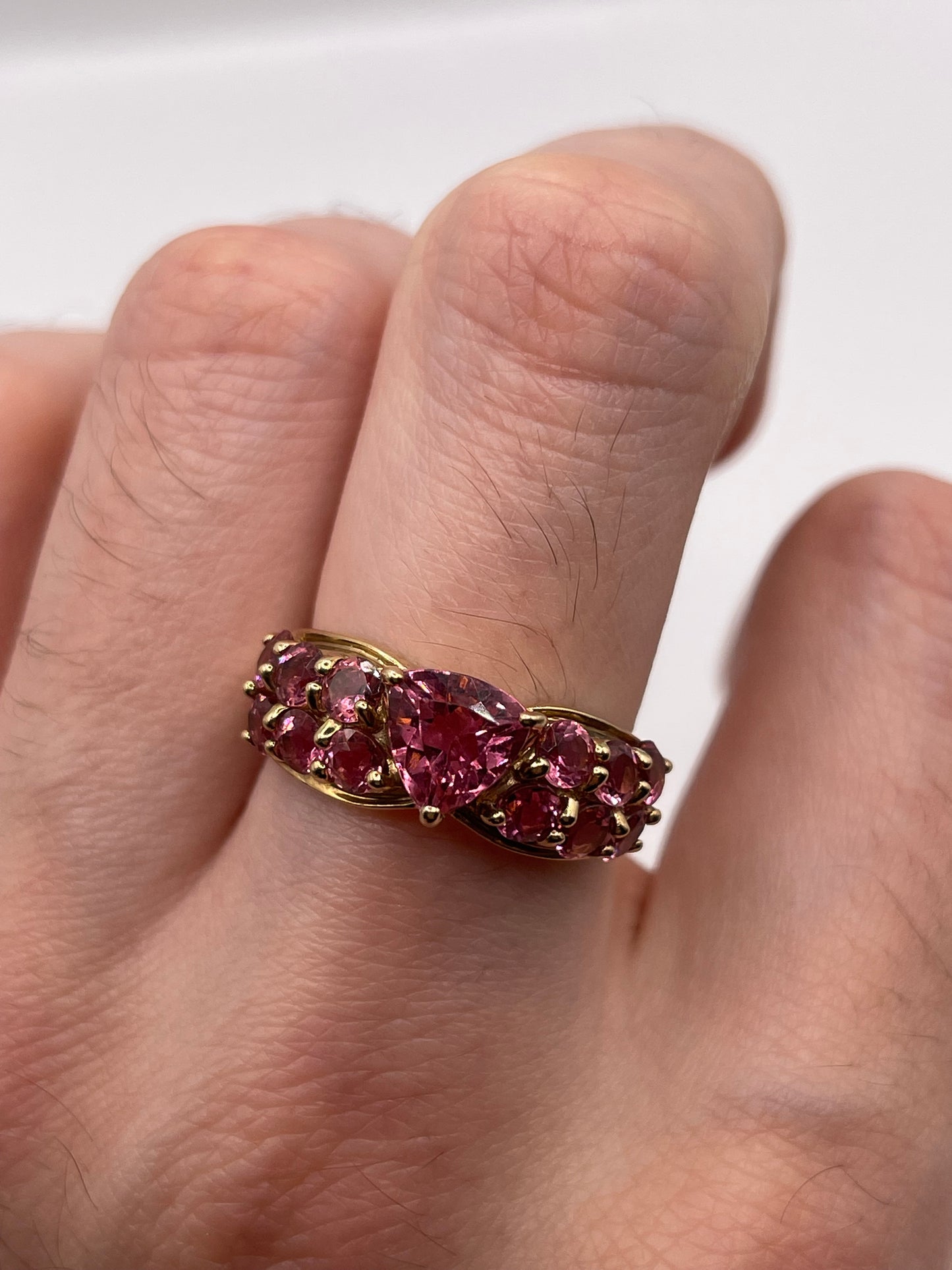 9ct gold pink topaz cluster ring