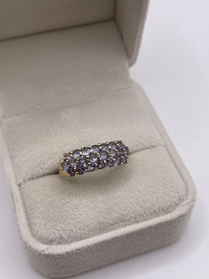 9ct gold tanzanite cluster ring