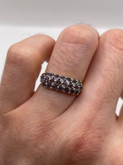 9ct gold tanzanite cluster ring