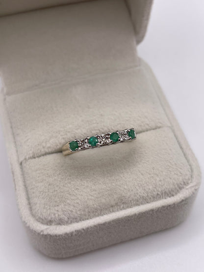 9ct gold emerald and diamond ring