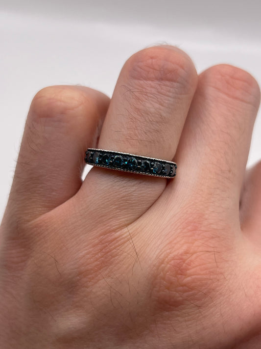 Silver blue diamond ring