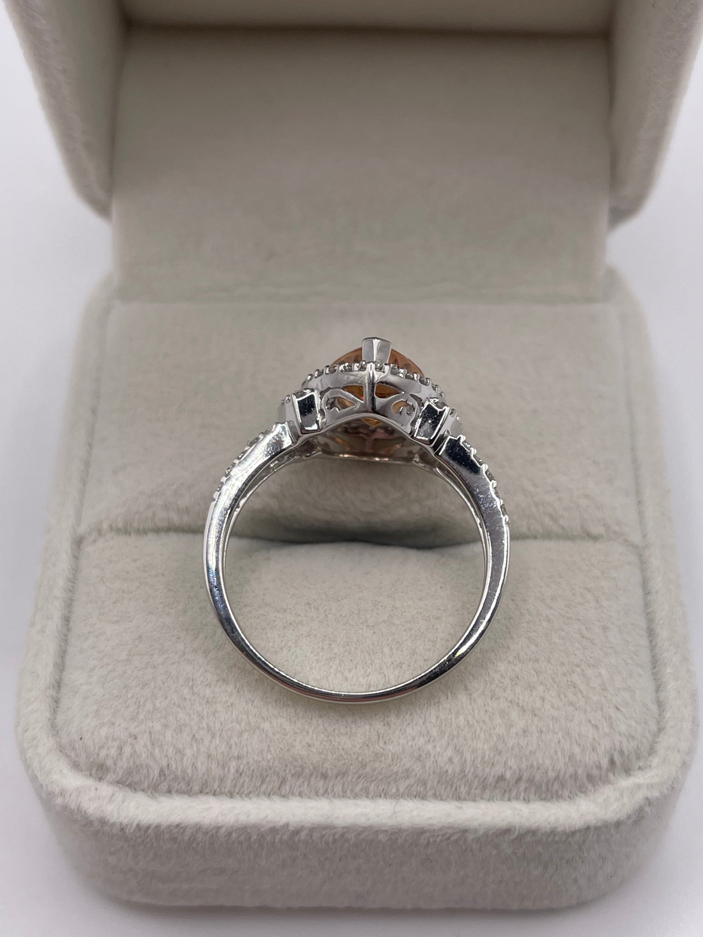 9ct white gold imperial topaz and diamond ring