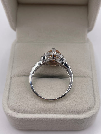 9ct white gold imperial topaz and diamond ring