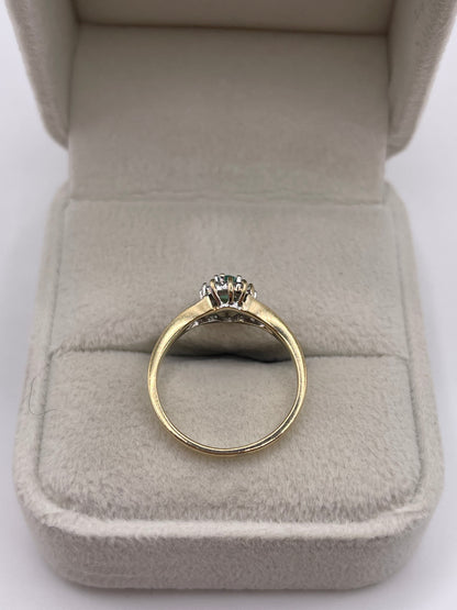 9ct gold emerald and diamond ring
