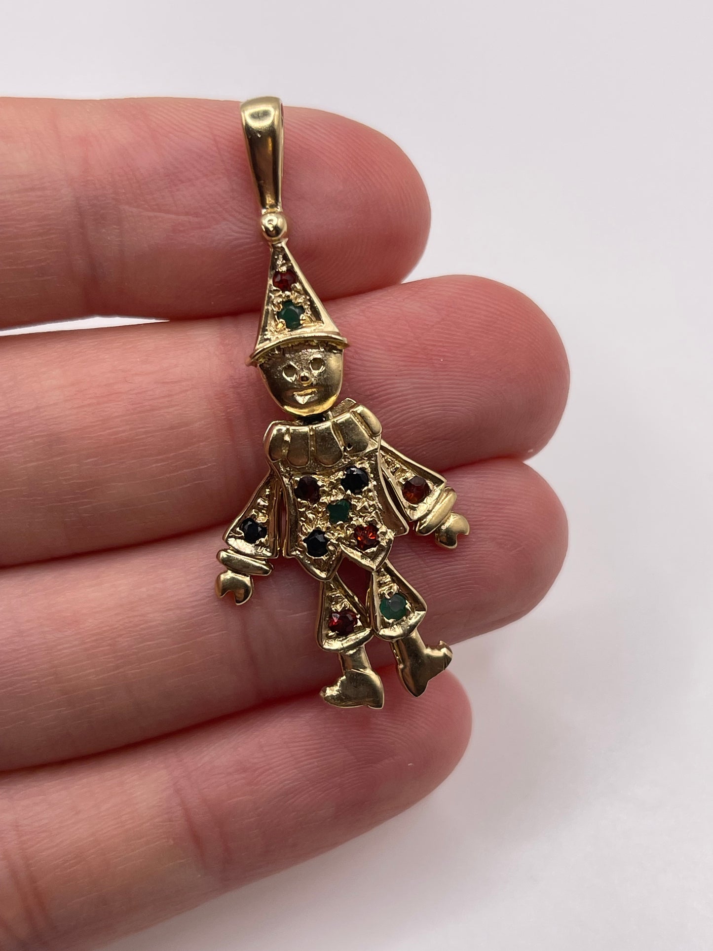 9ct gold multi gemstone clown pendant