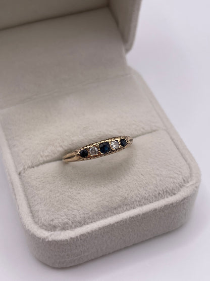 9ct gold sapphire and diamond ring