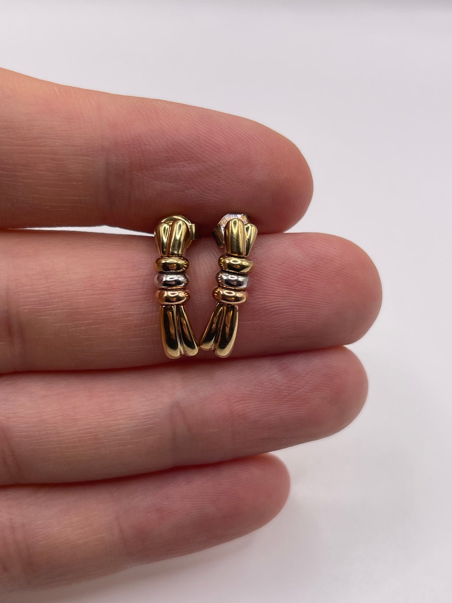 9ct tri gold earrings