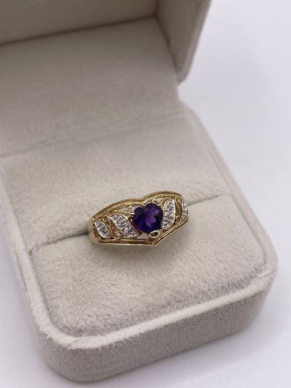9ct gold amethyst and diamond ring