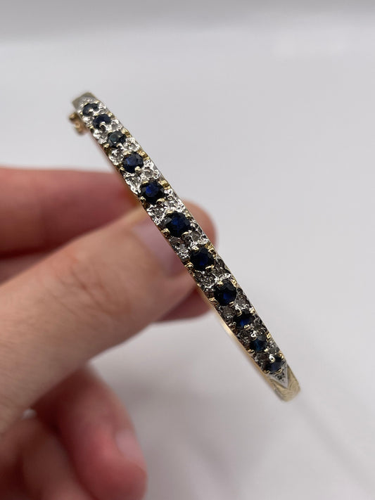 9ct gold sapphire and diamond bangle