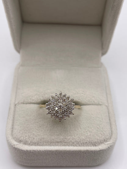 9ct gold diamond cluster ring