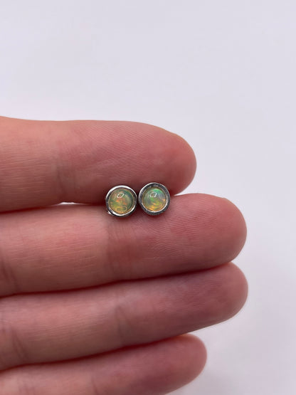 Silver opal earrings