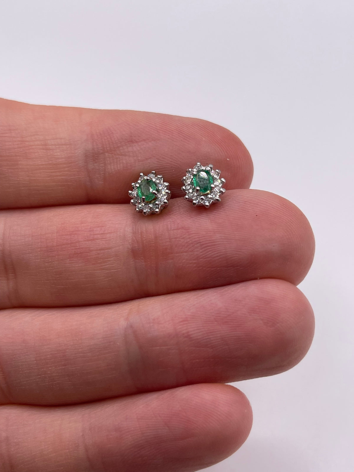 9ct gold emerald and diamond earrings