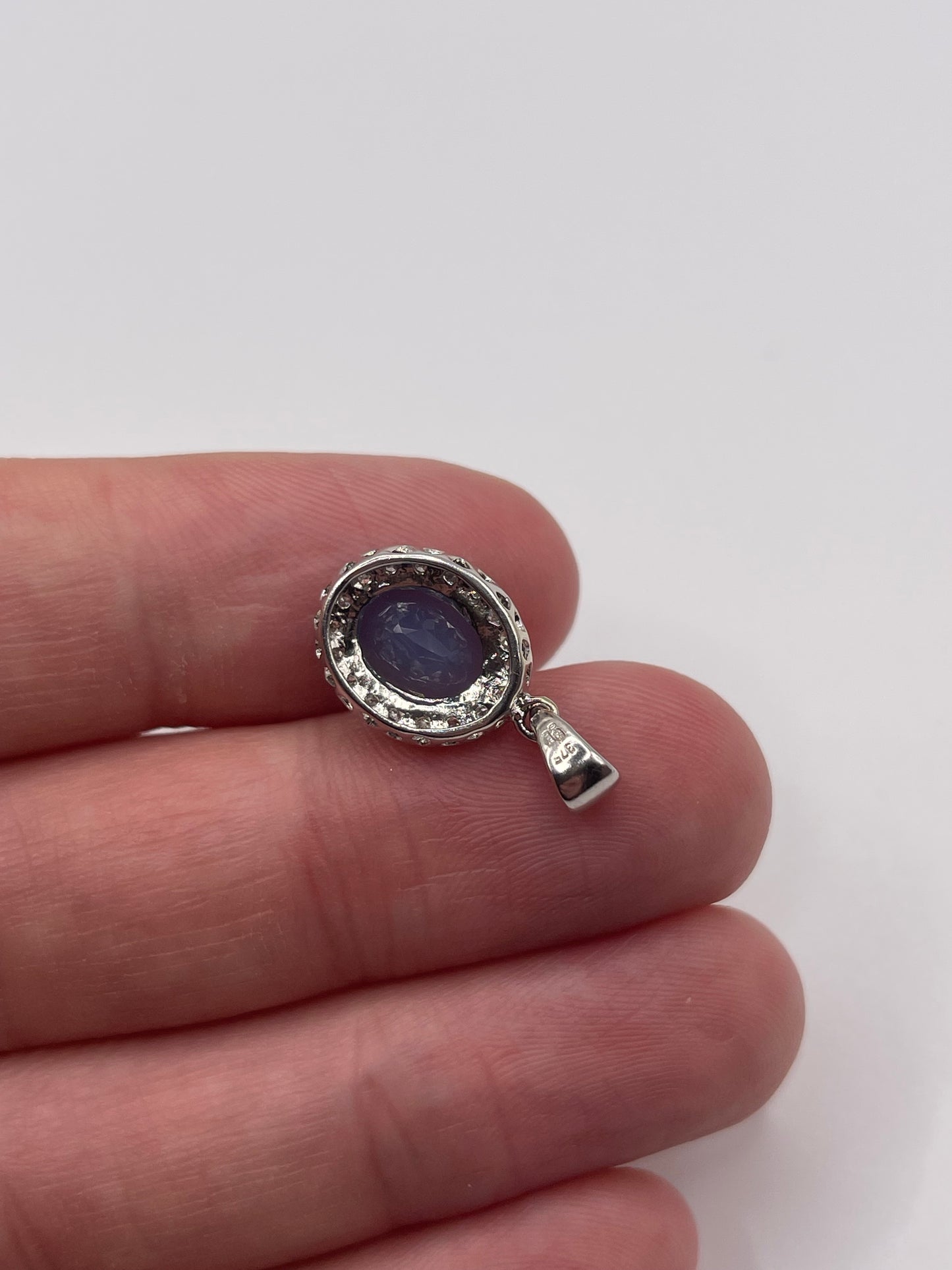 9ct white gold quartz and diamond pendant