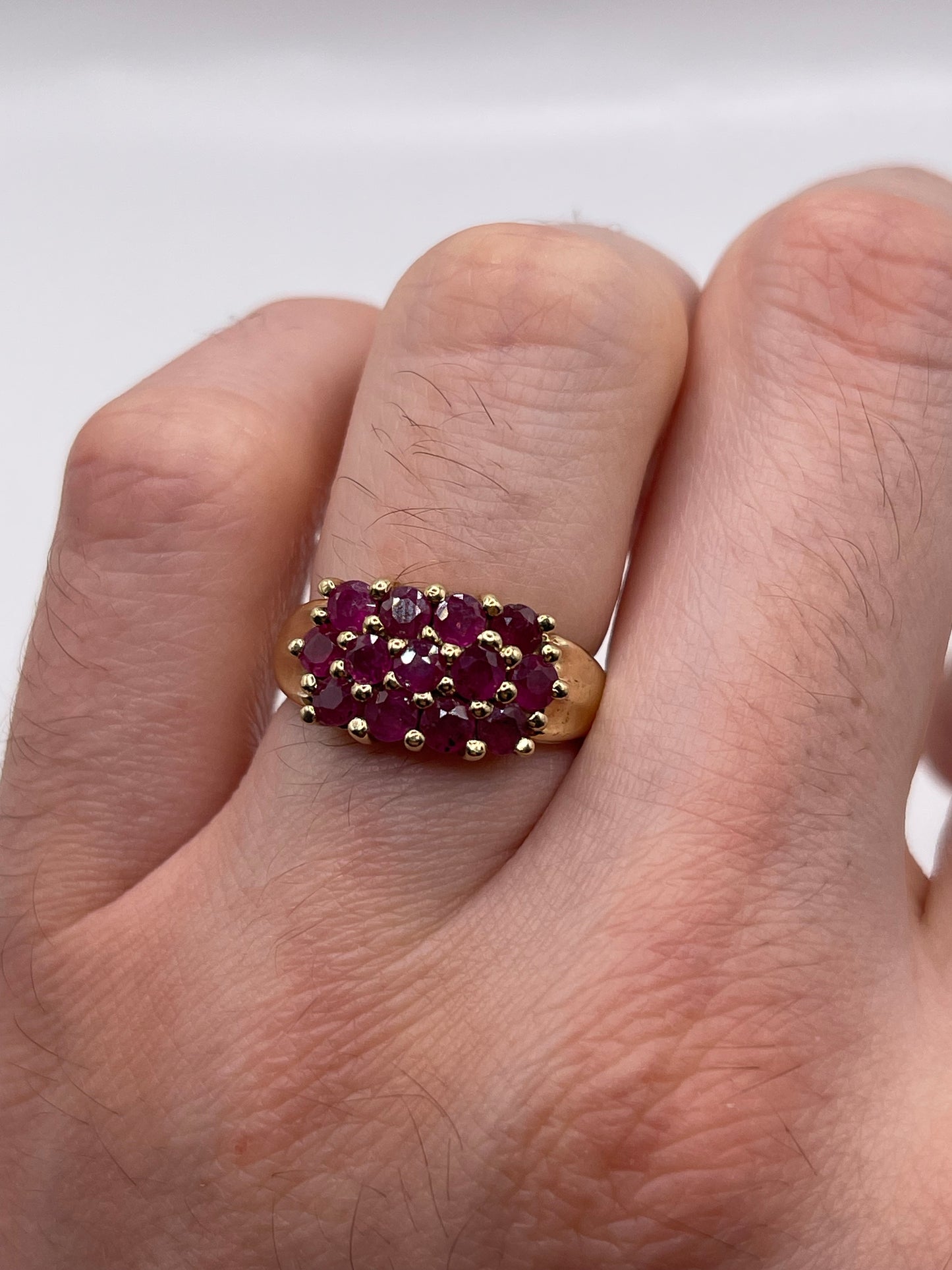 9ct gold ruby cluster ring