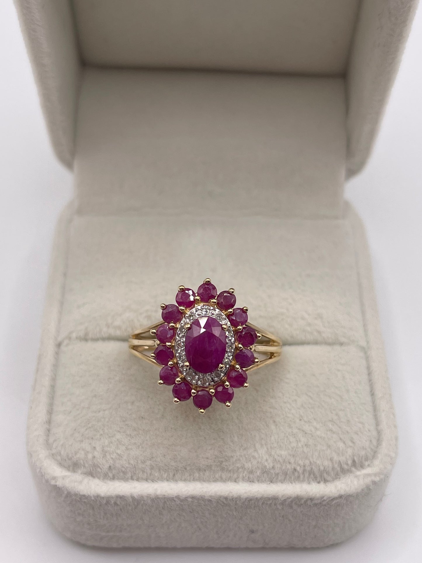 9ct gold ruby and diamond ring