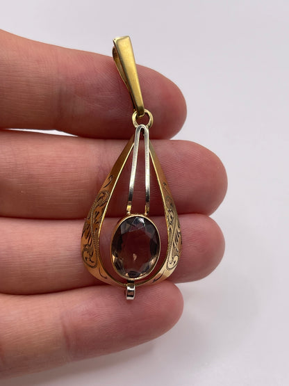 9ct gold Smokey quartz pendant