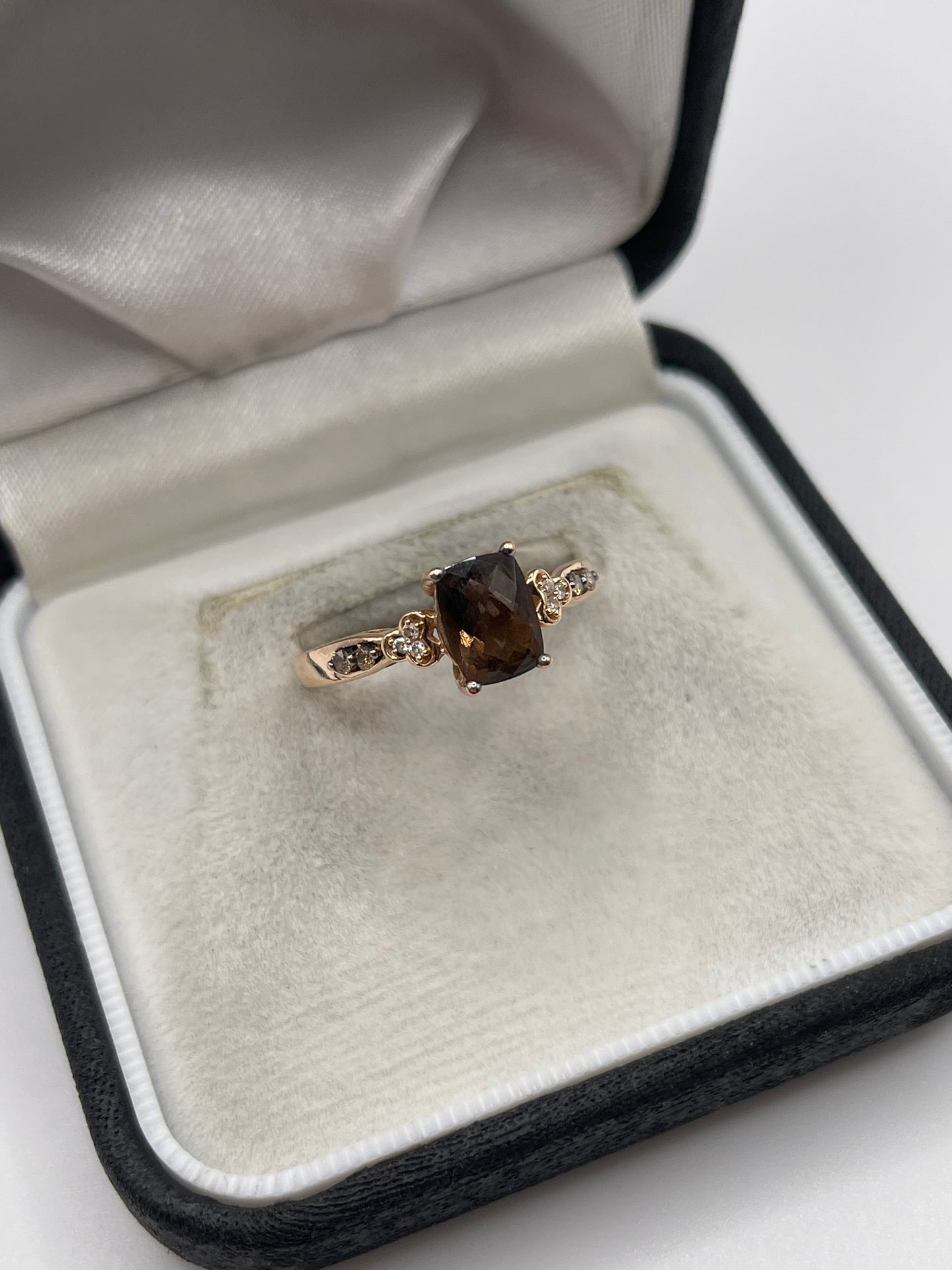 LeVian 14ct rose gold Smokey quartz and diamond ring