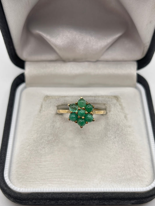 9ct gold cabochon emerald ring