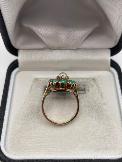 9ct gold turquoise and pearl ring