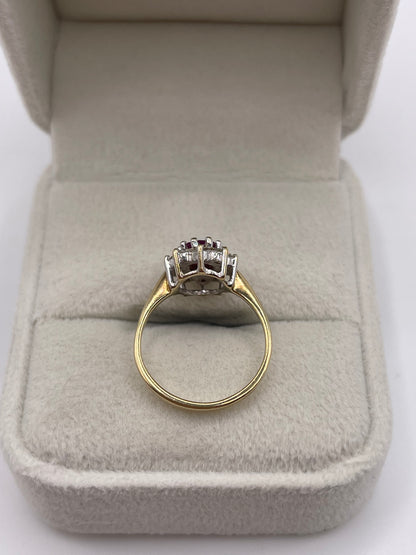 9ct gold ruby and diamond ring