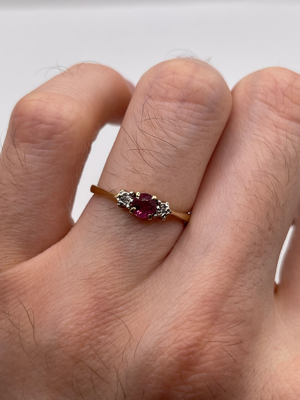 9ct gold ruby and diamond ring