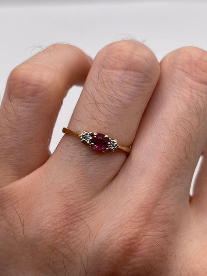 9ct gold ruby and diamond ring