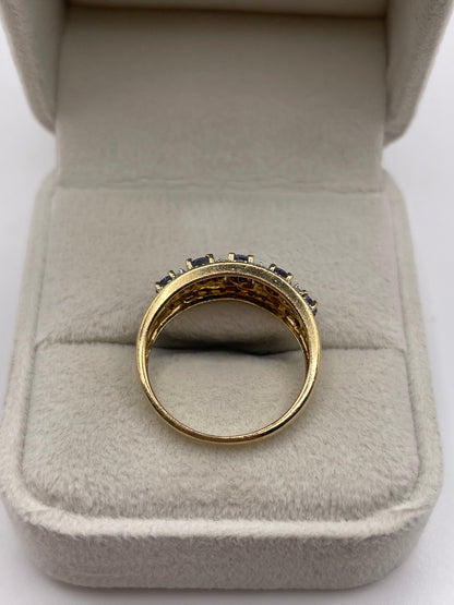 9ct gold tanzanite and diamond ring