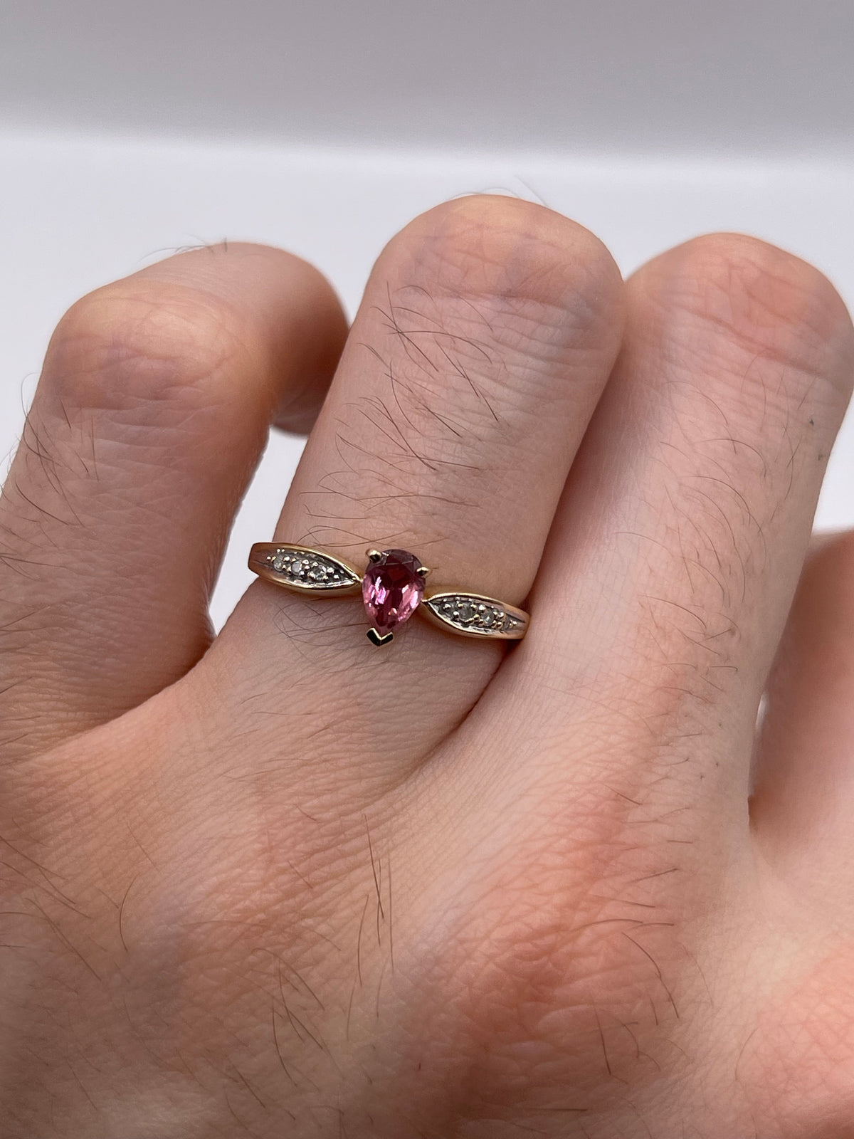 9ct gold tourmaline and diamond ring