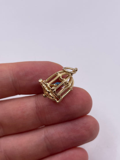 9ct gold parrot in cage charm
