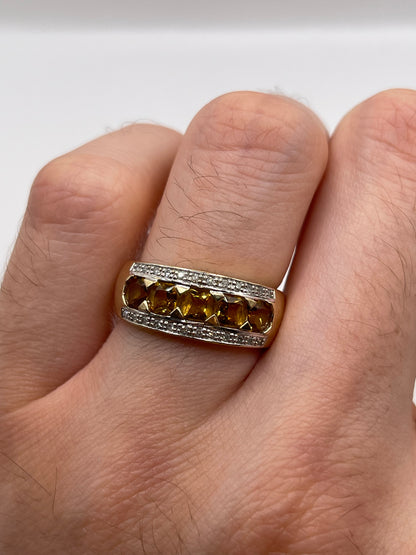9ct gold citrine and diamond ring