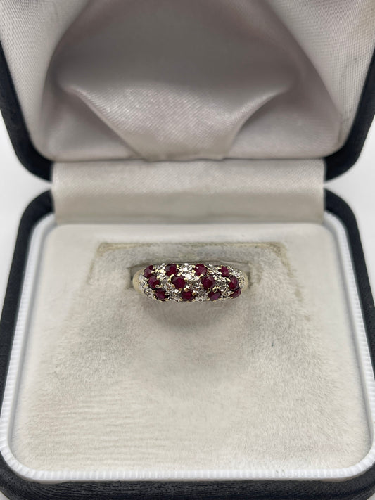 9ct gold ruby and diamond ring
