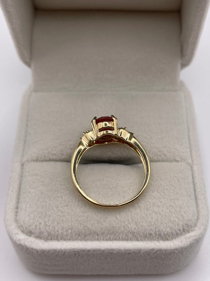 9ct gold fire opal and zircon ring