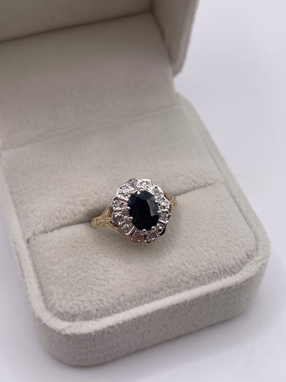 9ct gold sapphire and diamond ring