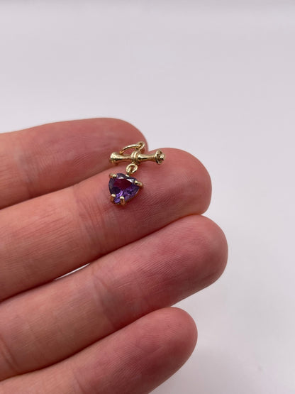 9ct gold amethyst t bar pendant