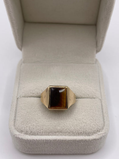 9ct gold tigers eye signet ring