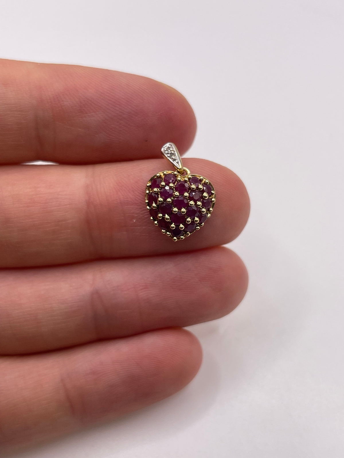 9ct gold ruby and diamond pendant