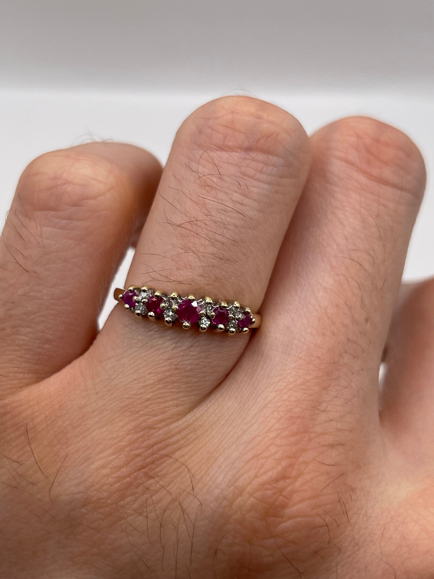 9ct gold ruby and diamond ring
