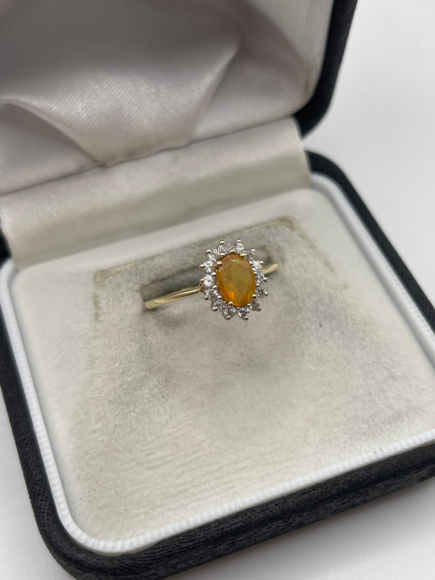 9ct gold opal and zircon ring
