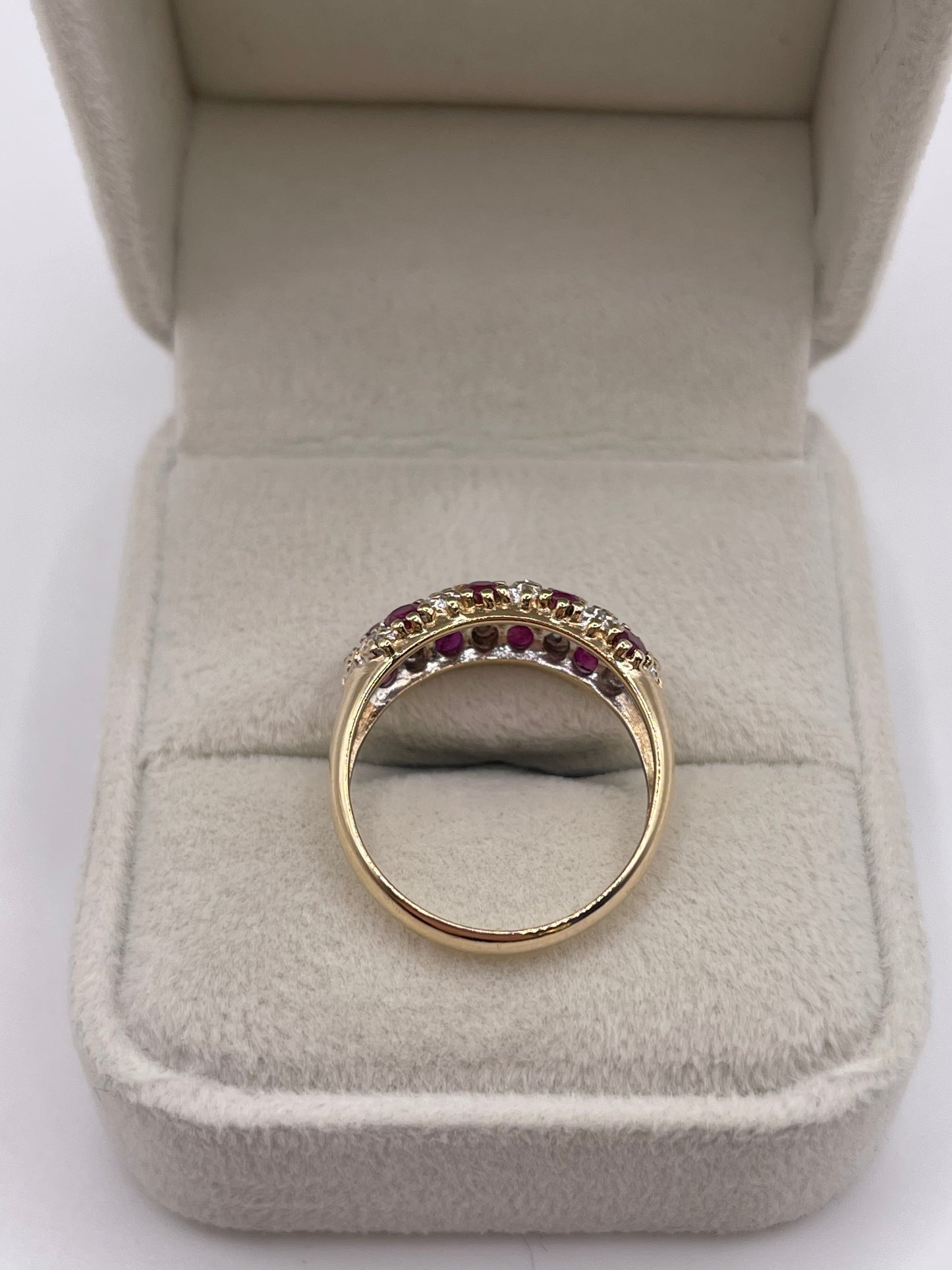 9ct gold ruby and diamond cluster ring