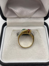 Load image into Gallery viewer, 18ct gold emerald, ruby and diamond ring
