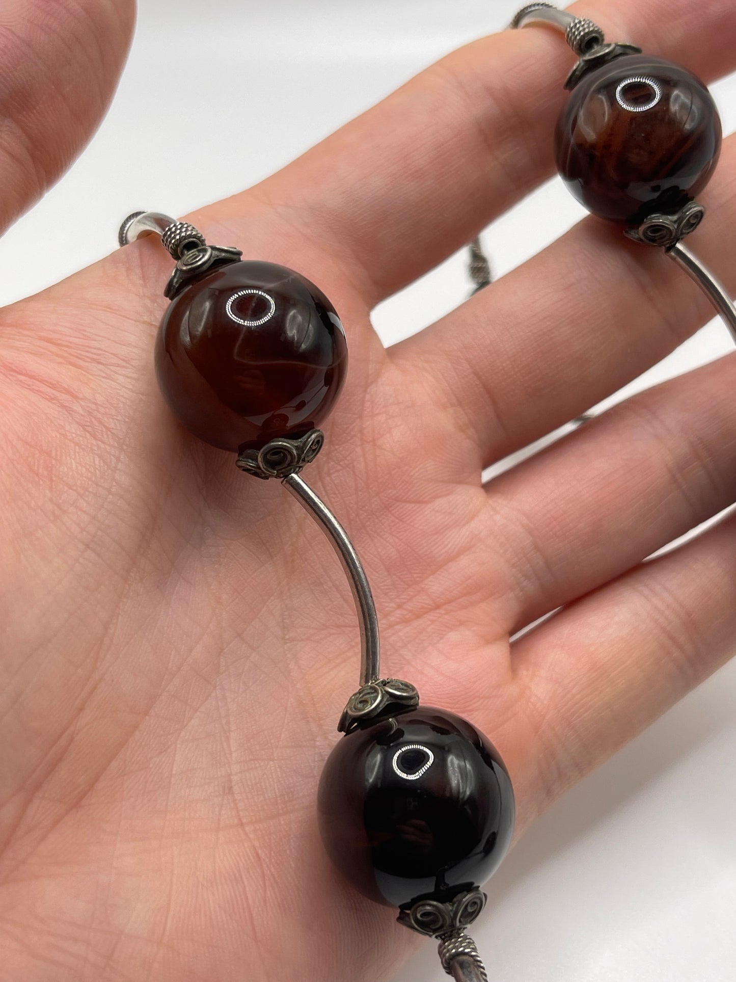 Silver agate necklace