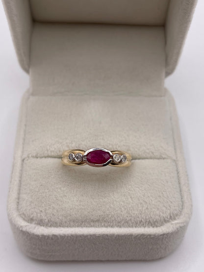 9ct gold ruby and diamond ring
