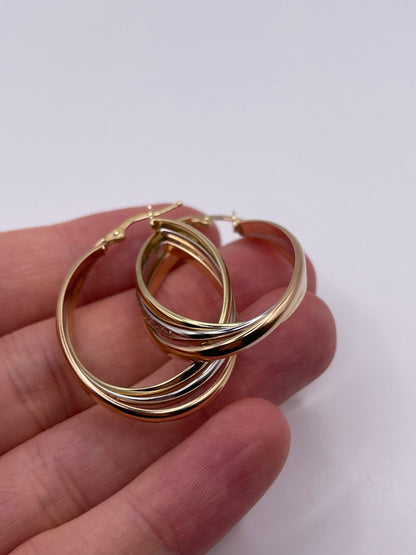 14ct tri gold creole earrings