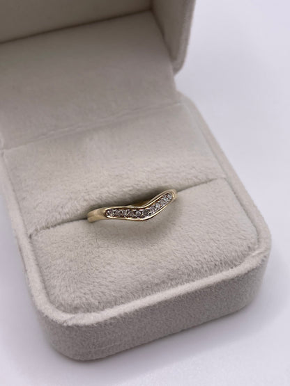 9ct gold diamond wishbone ring