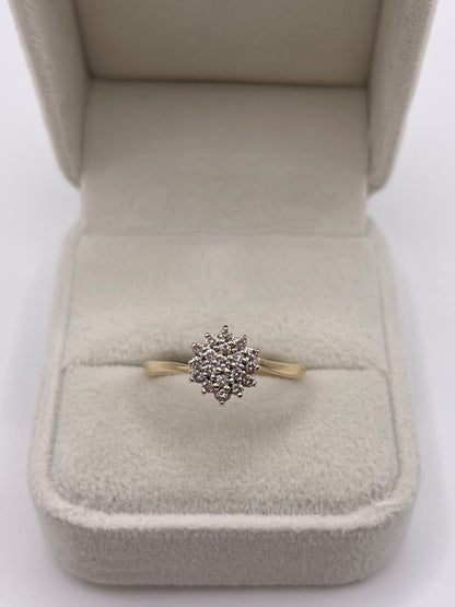 9ct gold diamond cluster ring
