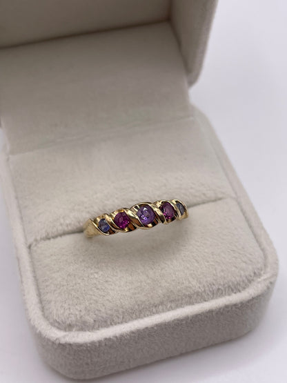 9ct gold multi gemstone ring