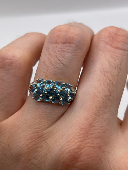 9ct gold blue topaz and diamond ring