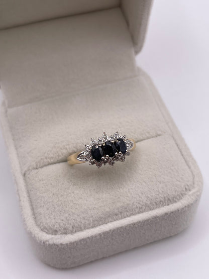 9ct gold sapphire and diamond ring